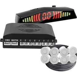 Avizar, Einparkhilfe mit 8 Sensoren, LED-Display und Warnton, Schwarz