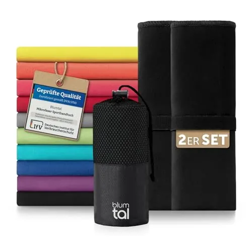 Blumtal Mikrofaser Handtuch leicht & extra saugstark - schnelltrocknende Microfaser Handtücher - optimal als Fitness Handtuch/Strandtuch Mikrofaser/Gym Towel - Reisehandtuch kompakt - Schwarz