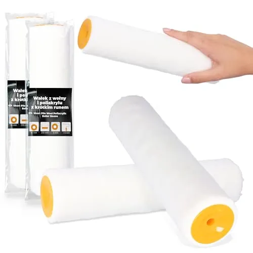 2x Farbroller 25 cm Farbwalze Malerrolle Malerwalze Ersatzwalze Lackierrolle Wolle Polyacryl Roller Wand Streichen Möbel Malen Maler-Zubehör Anti-Spritz-Roller Malerbedarf