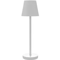 HOMCOM Tischlampe Aufladbar mit 3 Lichtfarben Tragbar Touch-Schalter Metall Weiß