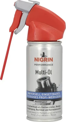 NIGRIN Performance Multi-Öl Gleitverstärker 100ml - Multifunktionsöl für Universal-Fahrzeuge, bietet optimalen Gleitschutz und schützt vor Korrosion, ideal für Wartungsarbeiten.
