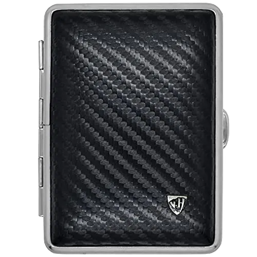 v.H 1912 VOM HOFE MANUFAKTUR Visitenkartenetui 444NLC1, Echtleder Karbon, Rahmen Nickel, mit innenliegenden Gummibändern