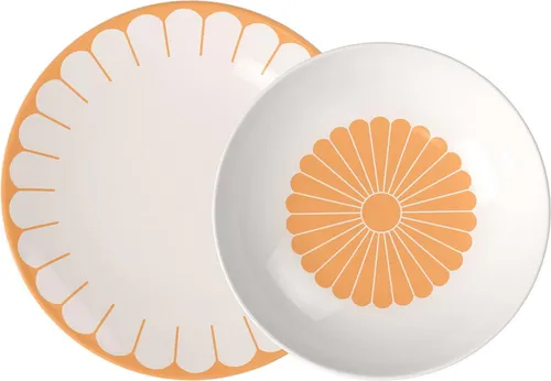 Villeroy & Boch Fleur Couleur Tafelservice 12-teilig - Soleil - 12-teiliges Tafelservice für 6 Personen, aus hochwertigem Porzellan, spülmaschinen- und mikrowellengeeignet – ideal für stilvolle Tischarrangements zu jedem Anlass.