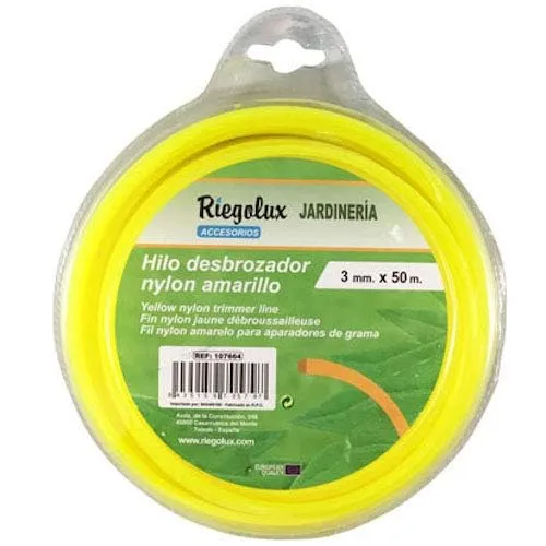 Riegolux 107664 Nylon-Faden, quadratisch, Gelb, 3 mm x 50 m