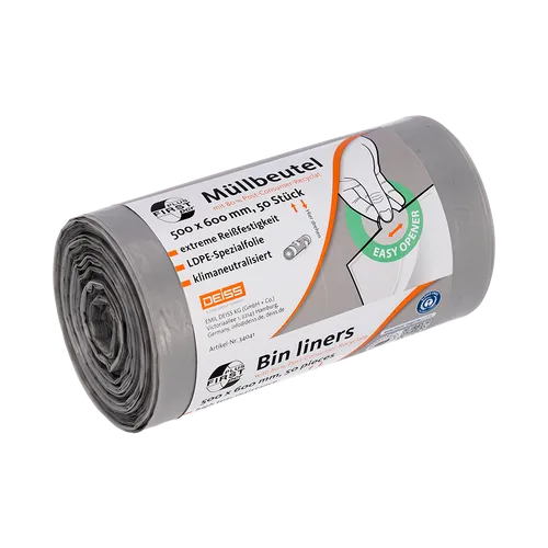 Müllbeutel | First Plus pcr | DEISS | 80% Recycling-Anteil | 30 Liter | 500x600