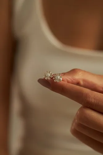 Einzelstück Paar Ohrstecker Ohrstecker 925 Silber Gänseblümchen Ohrringe, 925 Sterling Silber