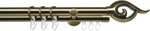 Liedeco Gardinenstange Stilgarnitur 20 mm Blues Bessie, goldfarben, Ø 2 mm, 240 cm - Elegante Gardinenstange aus Eisen für die Wandmontage, ideal für Vorhänge bis 10 kg. Inklusive Befestigungsmaterial und einfacher Montageanleitung.