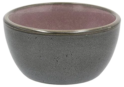 BITZ Schüssel, Schale, Snackschale, Schälchen aus Steingut, 10 cm im Durchmesser, Grau/Hellrot