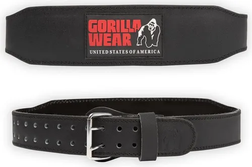 Gorilla Wear 4 INCH Padded Leather Lifting Belt Black/Red S/M