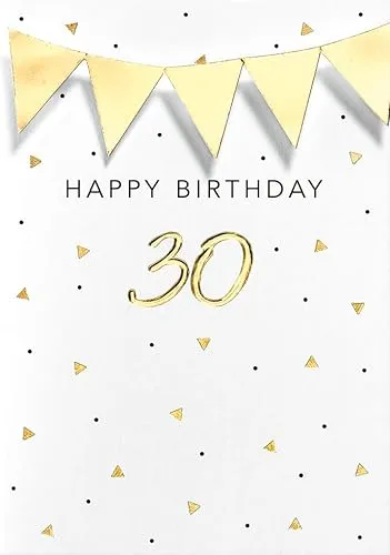 Geburtstagskarte zum 30. Geburtstag Black&Gold - Wimpelkette - 11,6 x 16,6 cm