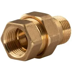 Messing Gewinde-fitting Verschraubung Gerade Flachdichtend 1/2'ig - 1/2'ag (dn 15) - Schwere Ausführung