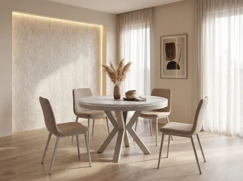 WFL Group Esstisch, Ecru, Rund, 120 cm – Flexibler Esstisch für jeden Anlass - Skandinavischer Esstisch mit ausziehbarer Funktion, ideal für Dinnerpartys und Familientreffen. Platz für 6-10 Personen, kratz- und stoßfeste Oberfläche, nachhaltig in der EU produziert.