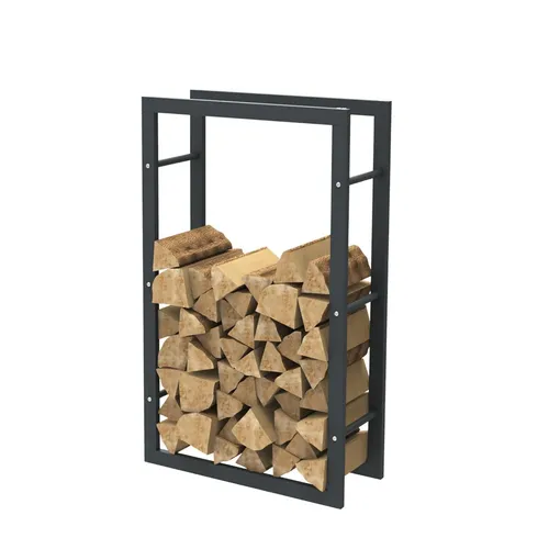 Schwarze Stahlablage für Brennholz 100x60x25 cm