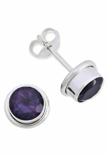 Ohrstecker 925 Silber Amethyst lila Stein Edelstein Ohrringe echt Silber Damen Sterling Silber Stecker Geschenk(MOS-048-51)