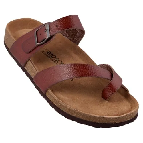 Biosoft Herren Sandalen Zehentrenner Leder Optik Größe 47 KAI braun - Hochwertige Herrensandalen mit rutschfester Gummisohle und komfortablem Fußbett. Ideal für den Sommer, perfekt für den Alltag oder entspannte Freizeitaktivitäten.
