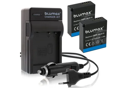 Blumax Set mit Lader für Panasonic DMW-BLG10 1025 mAh Kamera-Akku