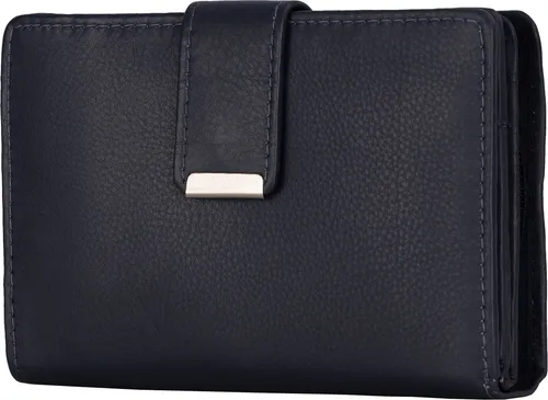 RFID Damen Geldbörse aus echtem Leder in Blau (509B) - Elegantes Portemonnaie im Langformat mit RFID-Schutz für maximale Sicherheit Ihrer Karten. Ideal für stilbewusste Damen, die Wert auf Qualität und Schutz legen.