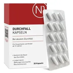 N1 Healthcare N1 Durchfall Kapseln - 30 St. für schnelle Linderung - Heilerden zur Behandlung akuter Diarrhöe, verkürzt die Durchfalldauer und lindert Bauchschmerzen. Ideal in Kombination mit Rehydratationstherapie.
