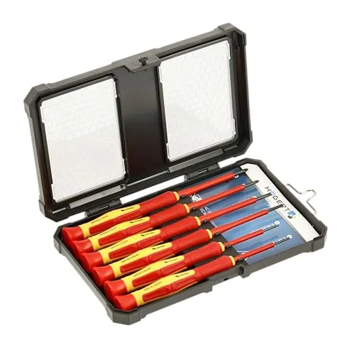 HÖGERT TECHNIK- Isolierte Schraubendreher 1000V – 6er Elektrikerset mit Koffer, CrV, Rot/Gelb