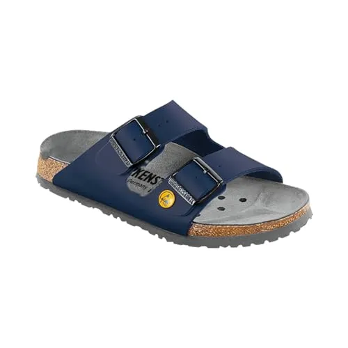 BIRKENSTOCK Pantolette Arizona ESD Blau 36 - Wanderschuhe mit ESD-Schutz, ideal für Arbeit und Freizeit, bietet Komfort und Stabilität für normale Fußbreiten.