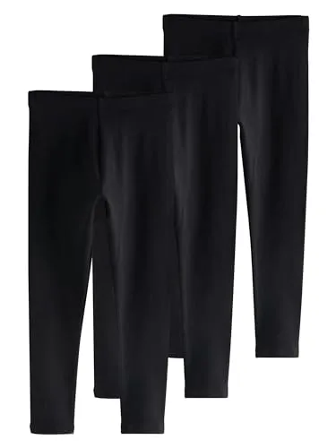 NEXT Mädchen Slim Fit Leggings, 3er-Pack Schwarz 122