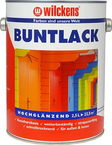 Wilckens Buntlack hochglänzend RAL 6002 Laubgrün 2,5 l - Innen- & Außenfarben, lichtbeständig und schnelltrocknend, ideal für Holz und Metall mit einer Abdeckung von 21-30 m².