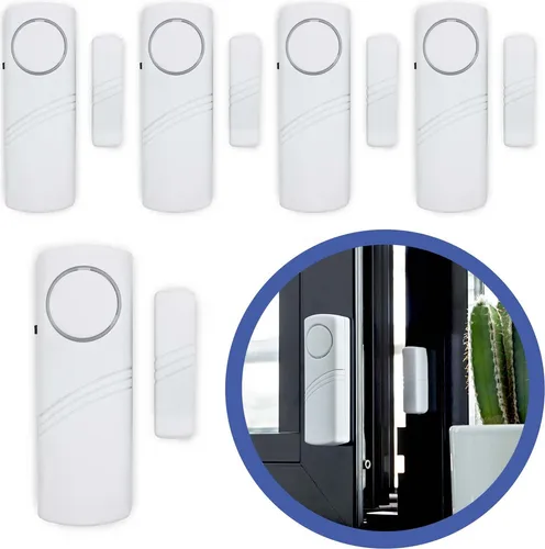5x Tür- und Fensteralarm Set mit Sirene - Sichern Sie Ihr Zuhause mit diesem 5er Set Tür- und Fensteralarme. Mit 90dB Sirene, einfacher Montage und geringerem Batterieverbrauch ist es ideal für Zuhause und Reisen.