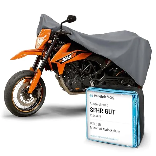 WALSER Autosonnenschutz Motorradgarage Größe L, 100 x 130 cm - Wasserdichte und strapazierfähige Motorradgarage, ideal für ganzjährigen Schutz vor Wetter und Schmutz. Mit Sichtfenster und Diebstahlsicherung für optimale Sicherheit.