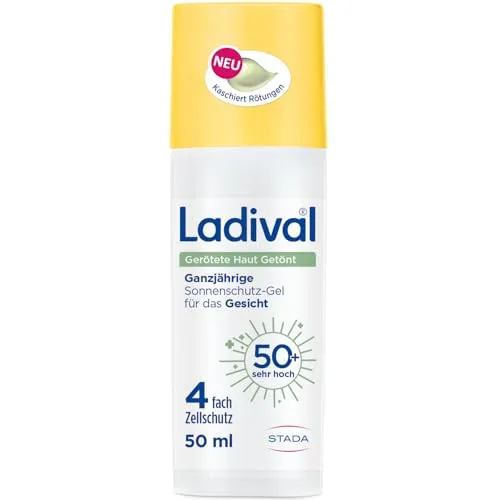Ladival® Gerötete Haut Getönt Sonnenschutz-Gel LSF 50+ Gesicht - Hochwirksamer Sonnenschutz für empfindliche Haut mit kaschierender Tönung. Ideal für die tägliche Pflege und zur Minderung von Rötungen. Schützt und beruhigt die Haut mit UV-Schutz und angenehmem Tragekomfort. 50ml
