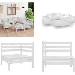 vidaXL 8 tlg. Garten Lounge Set Weiß Kiefer Massivholz
