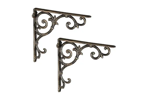 relaxdays Wandregalhalter 2er Set Regalwinkel antik, Bronze
