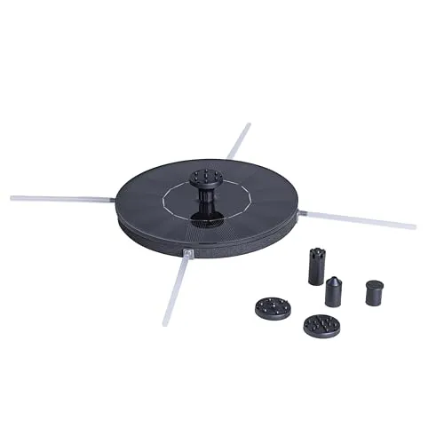Solar Springbrunnen Ø 16 cm mit 7 Aufsätzen in schwarz von Haushalt International