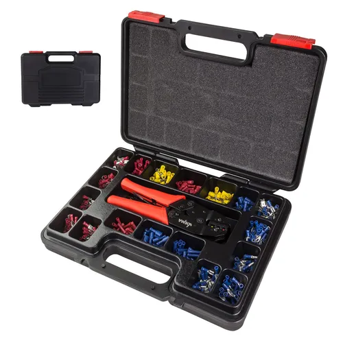 DEMA Crimpzangen-Set 552 tlg - Umfangreiches Crimpzangen-Set mit 552 Teilen für präzises Crimpen von Aderendhülsen und Kabelschuhen, ideal für Profis und Heimwerker.