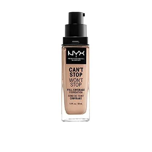 NYX Professional Makeup Can't Stop Won't Stop Full Coverage Foundation, Langanhaltend, Wasserfest, Vegane Formel, Mattierter Teint, Farbton: Light