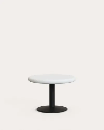 Esilda Runder Outdoor-Tisch - Moderner runder Tisch für den Außenbereich, aus robustem Stahl und Zement, ideal für entspannte Stunden im Garten oder auf der Terrasse.