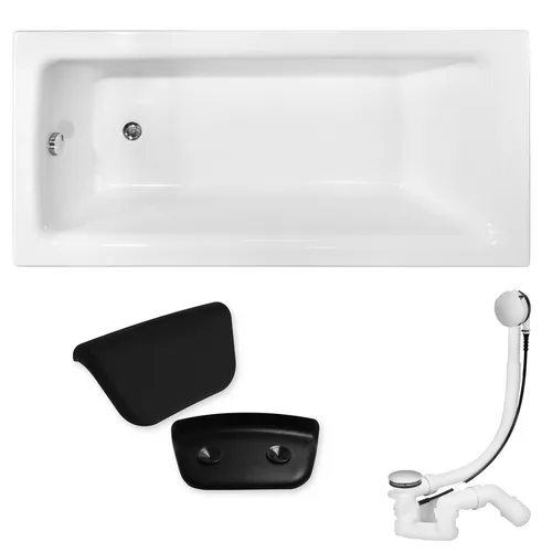 Badewanne Rechteck TALIA 110x70 + Kopfstütze | Ablaufgarnitur & Füße GRATIS