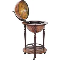 Globusbar MCW-T874 - Weltkugel Minibar aus Eukalyptusholz - Barmöbel mit rollbarem Design, perfekt für stilvolle Getränkepräsentation und ideal für gesellige Abende.