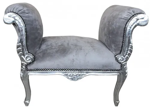 Casa Padrino Barock Schemel Hocker Grau/Silber von Casa Padrino