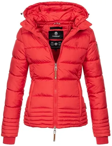 MARIKOO Designer Damen Winter Jacke Steppjacke Winterjacke Stepp gesteppt B668 [B668-Sol-Rot-Gr.S]