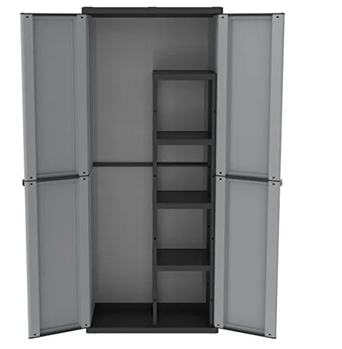 Kreher Spindschrank Grau, Kunststoffschrank mit Regal und Freifach