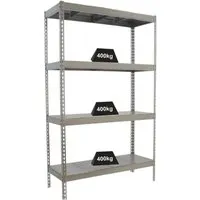 PROREGAL Schwerlastregal METAL BEAST FOUR - 400kg Traglast - Werkstatteinrichtung mit 4 verstellbaren Stahlböden, ideal für Werkstatt und Lager. Hohe Stabilität und einfache Montage durch Stecksystem.
