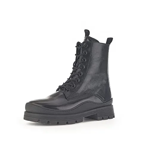 Gabor Damen Combat Boots, Frauen Stiefeletten,Wechselfußbett,Moderate Mehrweite (G),schnürstiefel,Bootee,schw.(Micro/Uni),40 EU / 6.5 UK