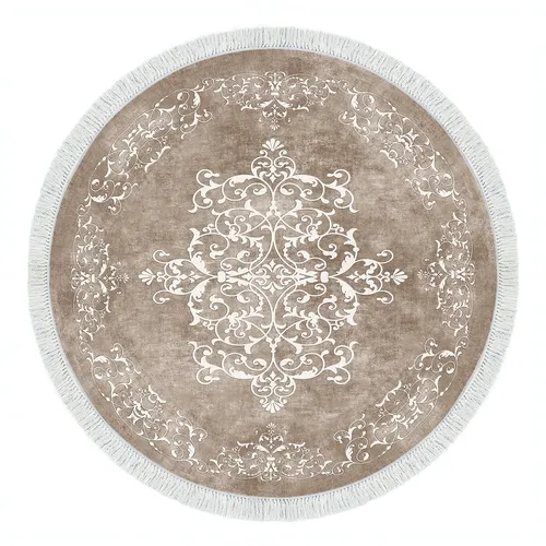 Beige Weißer Teppich für Wohnräume - Eleganter Teppich in Beige Weiß, 160 cm breit und 160 cm lang. Hergestellt aus 100 % Polyester, ideal für ein gemütliches Ambiente in Ihrem Zuhause.
