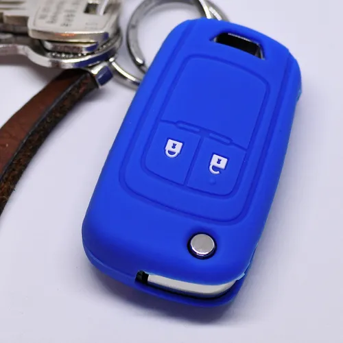 Auto Schlüssel Silikon Schutz Hülle Blau für Opel Chevrolet ab 2008