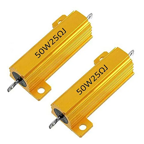 Mdurian 2 X 50W 25 Ohm 5% Aluminiumgehäuse Widerstand Lastwiderstände Gewindebohrer Wirewound Aluminium Gehäuse Drahtwiderstand Gold