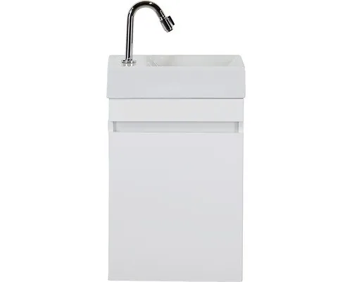 Badmöbel-Set Maxim 40 cm mit Keramikwaschtisch weiß hochglanz