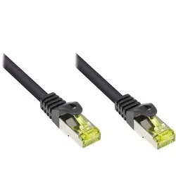 Kabelmeister® RJ45 Patchkabel mit Cat. 7 Rohkabel und Rastnasenschutz (RNS®), S/FTP, PiMF, halogenfrei, schwarz, 7,5m