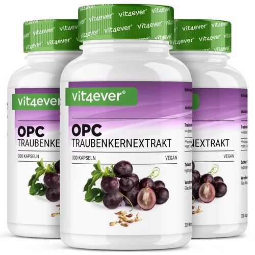 Hochdosierter OPC Traubenkernextrakt - 300 Kapseln mit 700mg OPC - Fruchtextrakt aus Traubenkernen, vegan und laborgeprüft mit 70% OPC Gehalt für optimale Wirkung. Ideal für Ihre Gesundheit!