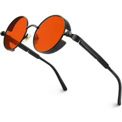 CGID Herren Sonnenbrille Rund Retro Steampunk UV400