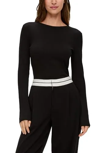 QS Geripptes Longsleeve im Slim Fit